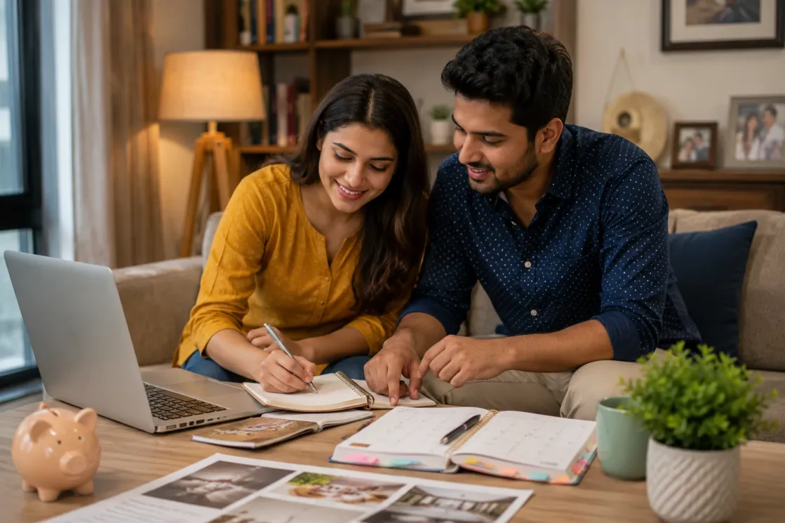 Indian couple planning relationship goals and future before marriage
