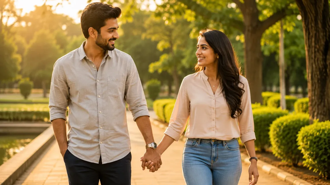 Indian couple building a healthy relationship before marriage through trust and communication
